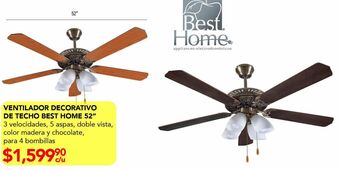 DelSol Ventilador decorativo de techo best home 52" oferta