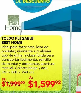 DelSol Toldoplegable best home 360 x 360 x 240 cm oferta