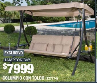 Columpio estilo futón para 3 personas tela olefina estructura acero con toldo