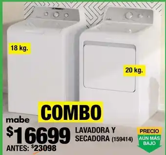 Combo lavadora y secadora mabe