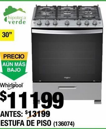 The Home Depot Estufa al piso whirlpool 30 pulgadas oferta