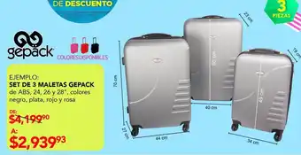 Set de maletas gepack  abs 24, 26 y 28 "