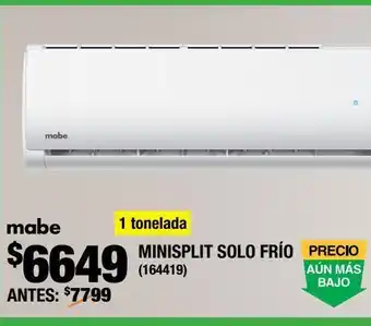 The Home Depot Minisplit mabe solo frio, 1 tonelada 110v oferta
