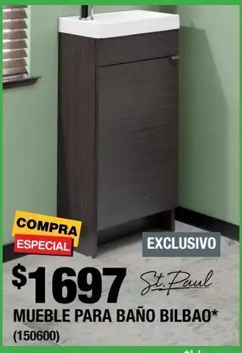 The Home Depot Mueble para baño bilbao café con lavabo 87 x 40 x 22 cm empotrable oferta