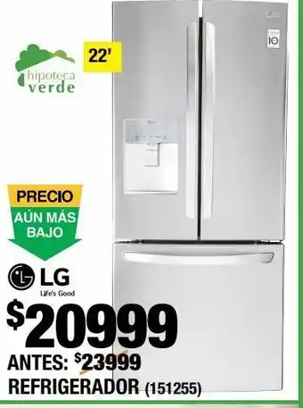 The Home Depot Refrigerador lg 22 pies french door con dispensado oferta