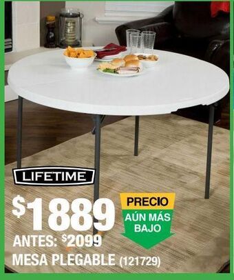 The Home Depot Mesa redonda plegable 121.8 x 73.6 cm blanco polietileno oferta