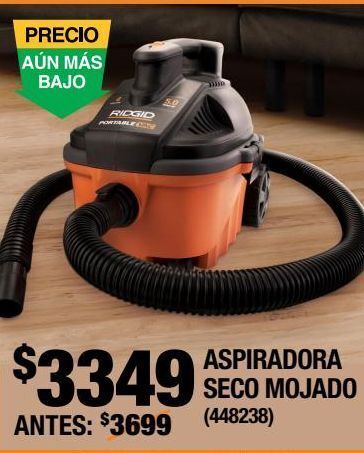 Aspiradora seco-mojado de 4 galones y de 5.0 hp de potencia. incluye  filtro, manguera y accesorios. oferta en The Home Depot