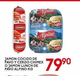 Alsuper Jamón cocido de pavo y cerdo chimex oferta