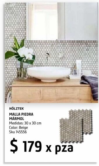 Sodimac Homecenter Malla piedra beige mármol 30x30 cm oferta