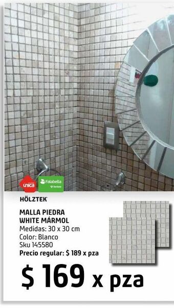 Sodimac Homecenter Malla piedra white mármol 30x30 cm oferta
