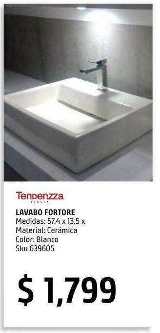 Sodimac Homecenter Lavabo cerámico fortore rectangular oferta