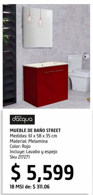 Sodimac Homecenter Mueble de baño street con espejo rojo oferta