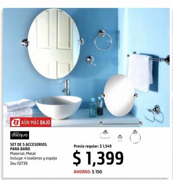 Sodimac Homecenter Set de 5 accesorios con espejo cromado oferta