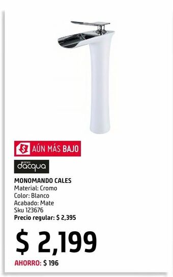 Sodimac Homecenter Monomando de lavabo alto cales blanco oferta