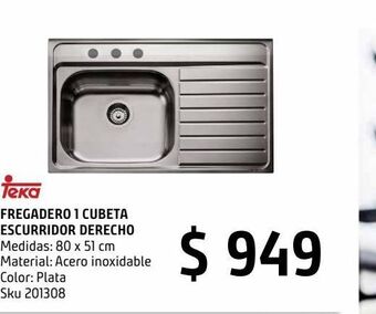 Fregadero 1 cubeta escurridor derecho 800.510