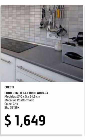 Sodimac Homecenter Cubierta ciega euro copete bajo carrara envision mate oferta