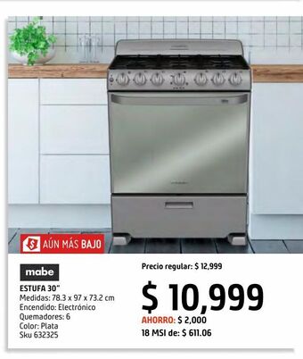 Sodimac Homecenter Estufa 30" mabe oferta