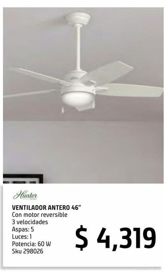 Sodimac Homecenter Ventilador 46" antero 5aspas blanco oferta
