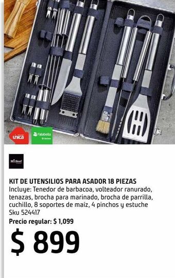Sodimac Homecenter Kit de utensilios asador aluminio 18 pzs oferta