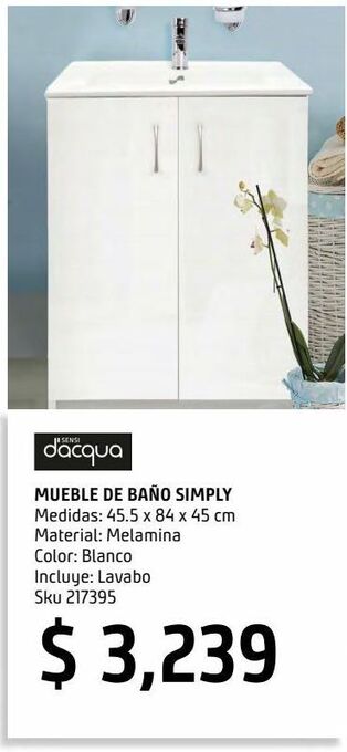 Sodimac Homecenter Mueble de baño simply sin espejo blanco oferta