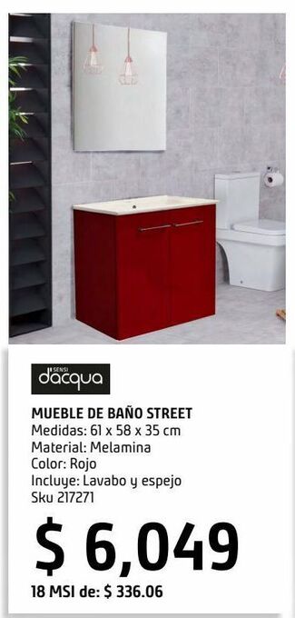 Sodimac Homecenter Mueble de baño street con espejo rojo oferta