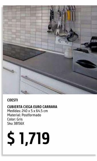 Sodimac Homecenter Cubierta ciega euro copete bajo carrara envision mate oferta
