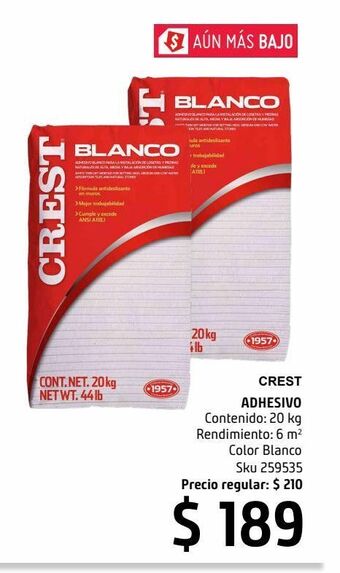 Sodimac Homecenter Adhesivo blanco 20 kg oferta
