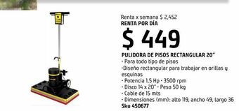 Sodimac Homecenter Renta pulidora de pisos rectangular x día oferta