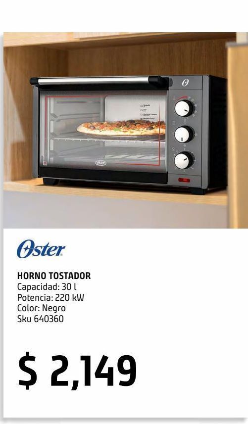 Horno tostador 30l oster negro oferta en Sodimac Homecenter