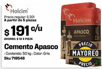 Sodimac Homecenter Cemento gris holcim apasco 50kg oferta