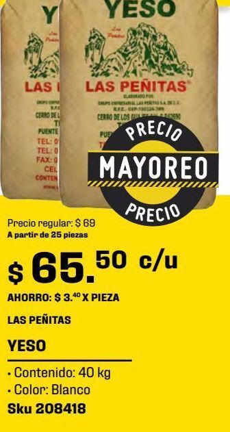 Sodimac Homecenter Yeso construccion 40 kg oferta