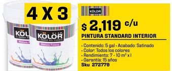 Sodimac Homecenter Pintura standard interior satin blanco 5 gl oferta