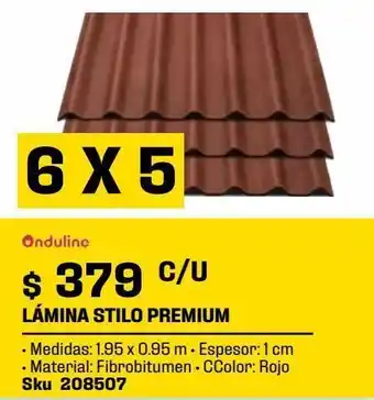 Sodimac Homecenter Lámina stilo premium 1.95 x 0.95 m roja oferta