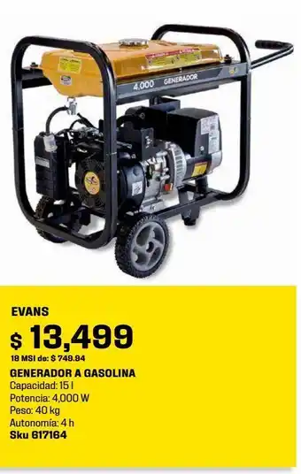 Sodimac Homecenter Generador a gasolina 4000w oferta