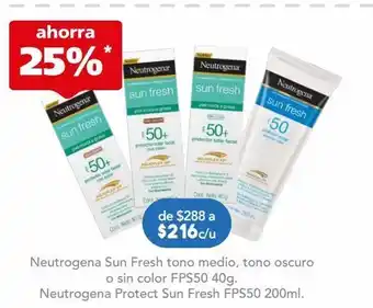 Neutrogena sun fresh tono medio, tono oscuro o sin color fps50 40g