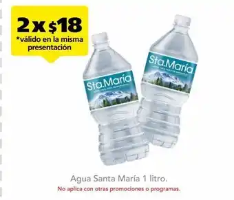 Farmacia San Pablo Agua santa maría 1 litro x 2 oferta