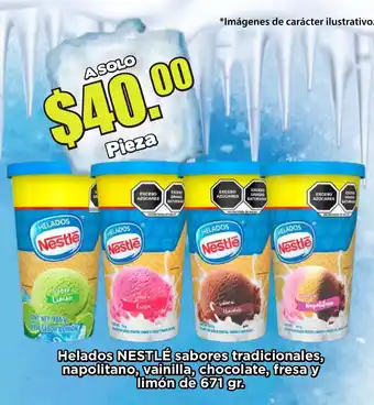 Helados NESTLE Sabores Tradicionales, Napolitano, Vainilla, Chocolate, Fresa y Limon de 671 gr