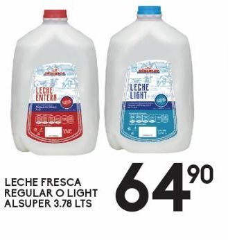 Alsuper Leche fresca regular o light alsuper 3.78l oferta