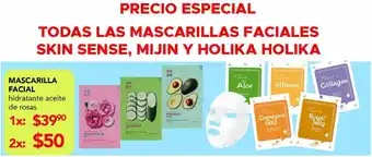 Todas las mascarillas faciales skin sense, mijin, holika holika