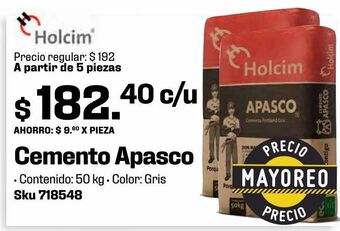 Sodimac Homecenter Cemento gris holcim apasco 50kg oferta