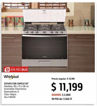 Estufa de piso whirlpool con cubierta de acero inoxidable
