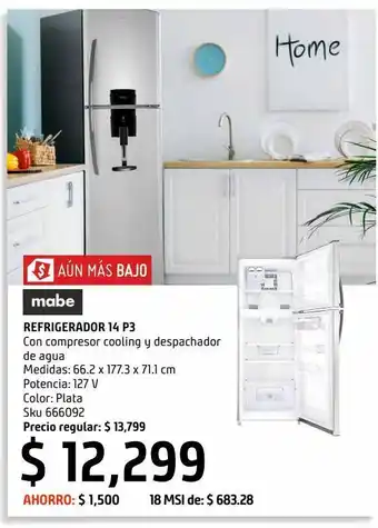 Sodimac Homecenter Refrigerador mabe 14 pies rme360fgmrs0 oferta