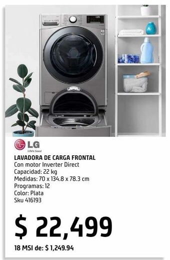 Sodimac Homecenter Lavadora carga frontal con motor inverter direct 22kg oferta