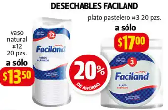 Farmacias Guadalajara Desechables Faciland Vaso Natural #12 20pzs oferta