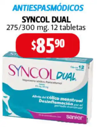 Farmacias Guadalajara Syncol Dual 275/300mg 12 Tabletas oferta