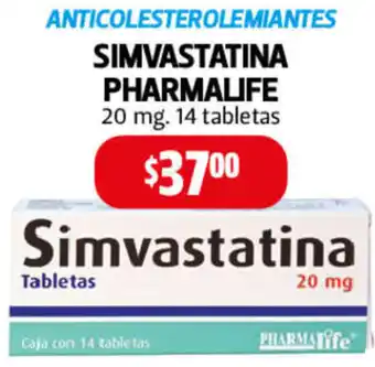 Farmacias Guadalajara Anticolesterolemiantes Simvastatina Pharmalife 20mg 14 Tabletas oferta
