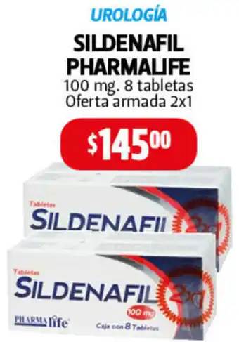 Farmacias Guadalajara Urología Sildenafil Pharmalife 100mg  8 Tabletas oferta