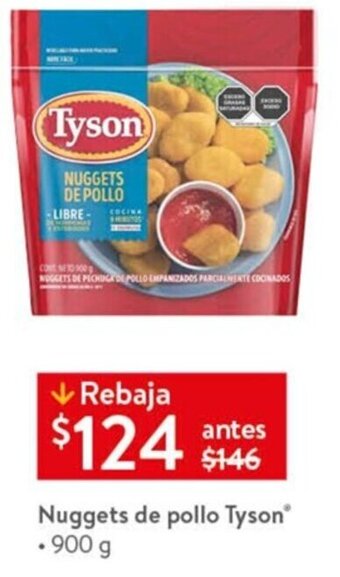 Walmart Nuggets de Pollo Tyson 900g oferta
