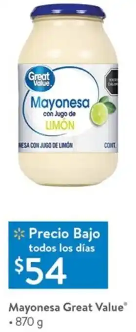 Walmart Mayonesa Great Value 870g oferta