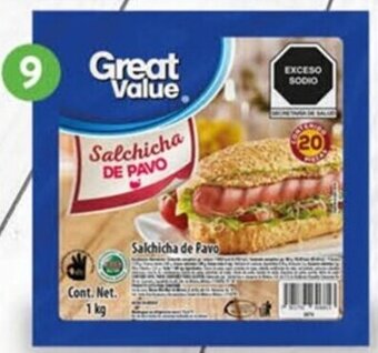 Walmart Salchicha de Pavo Great Value 1kg oferta